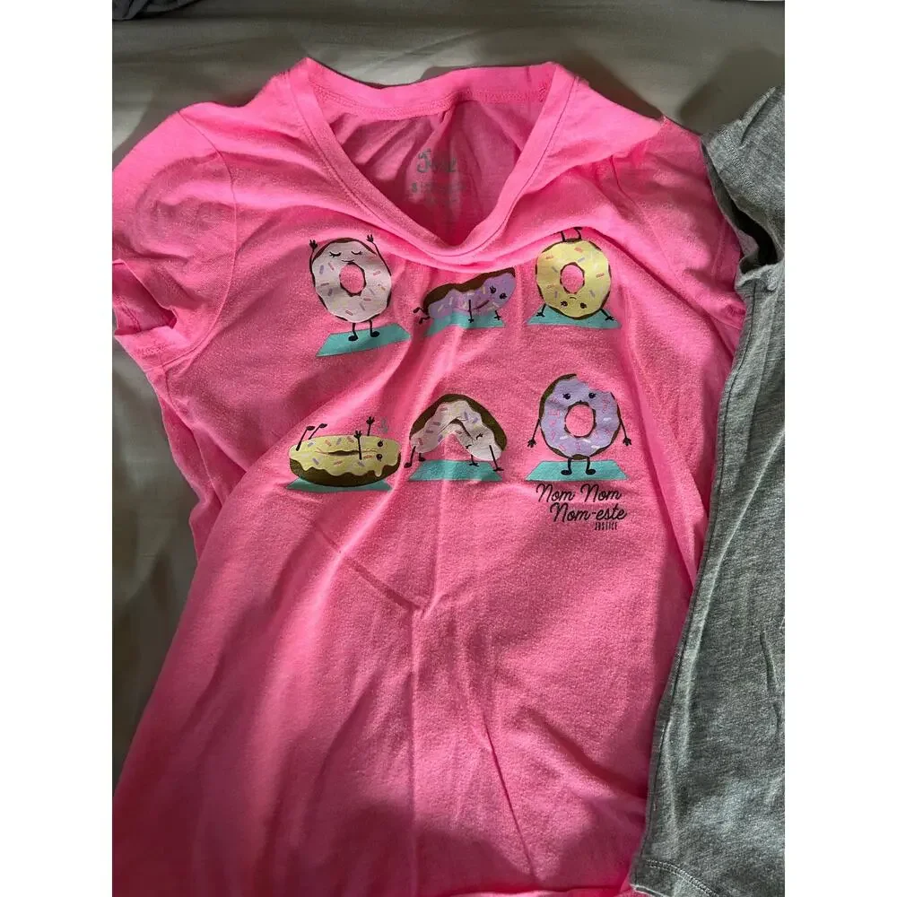 Justice pink donut shirt grey dad jokes grey flip sequin tank size 8